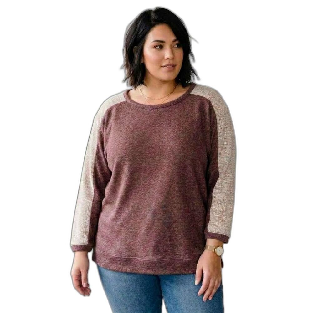 Old Navy Purple & White Textured Knit Raglan Sweater Top